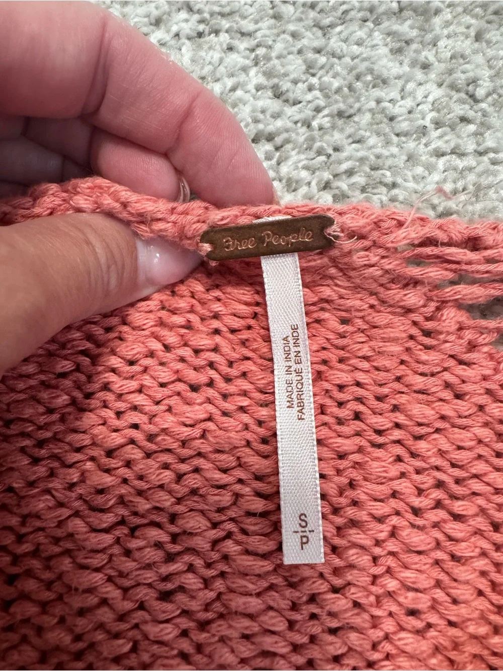 Free People Rust Open-Knit Cropped Sweater Top